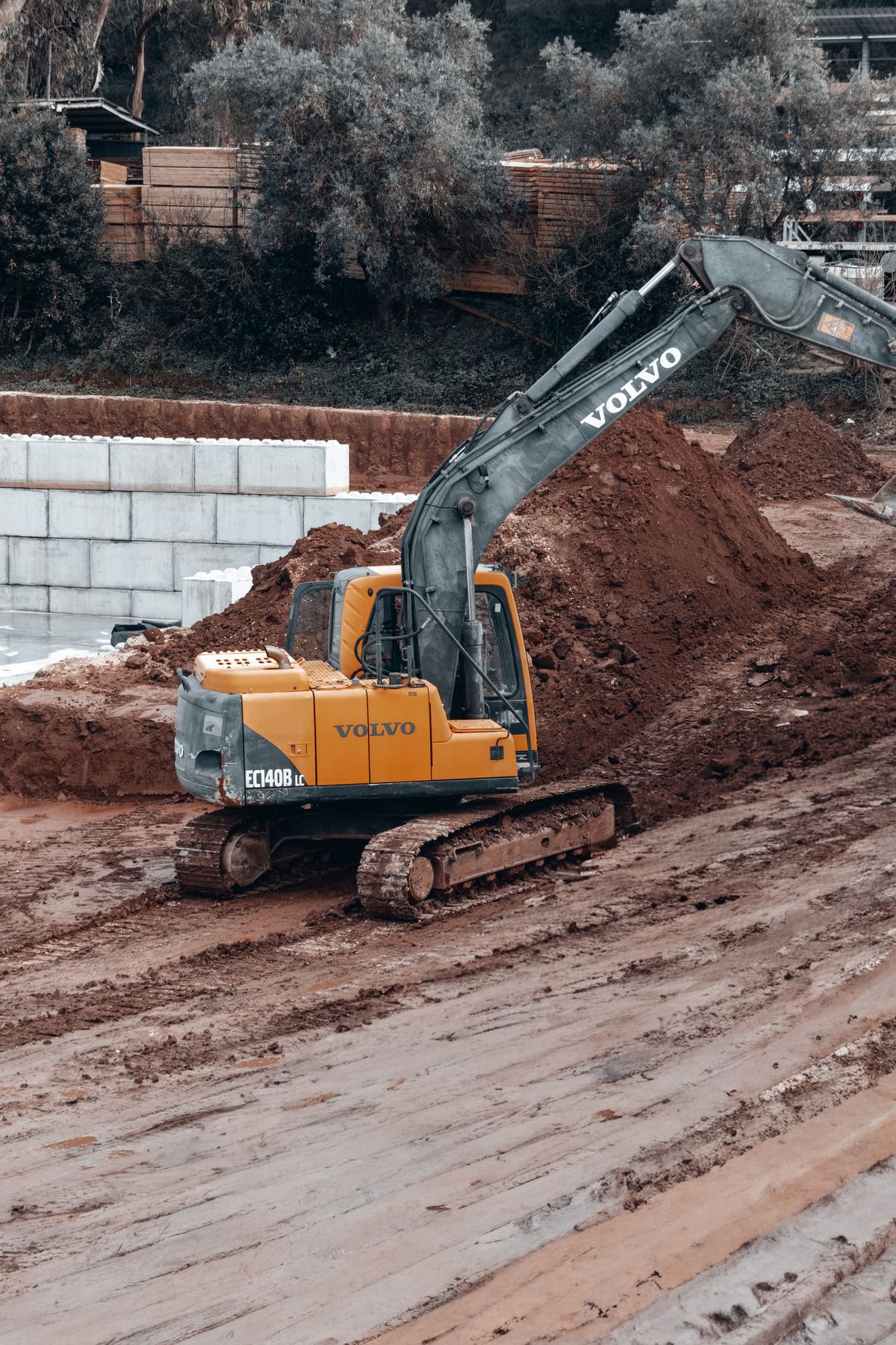 Excavator on housing development earthworks